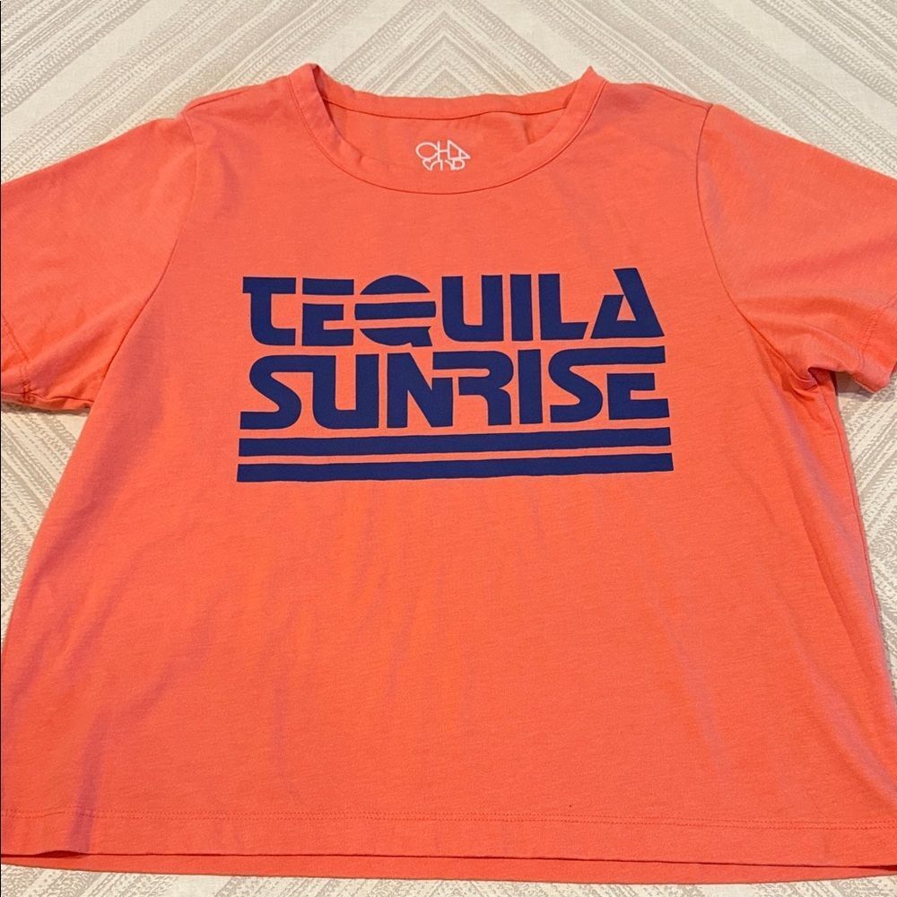 Chaser Tequila Sunrise Graphic Tee Retro 70s Orange Peel Boxy Fit Size L NWT